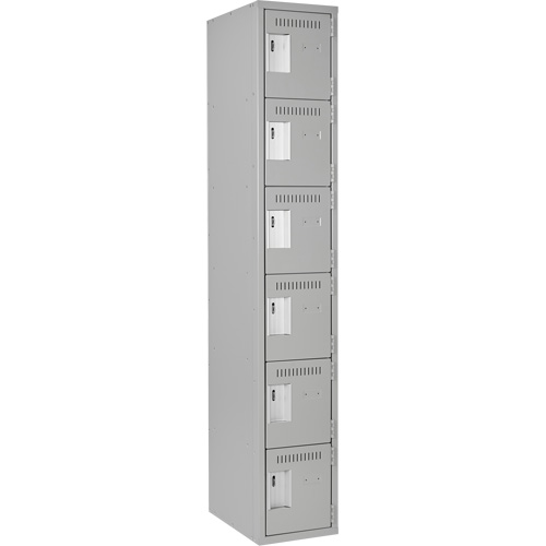 Clean Line Lockerettes, 6 -tier, 12" x 18" x 72", Steel, Grey, Rivet (Assembled) Ottawa Fastener Supply