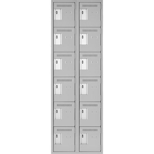 Clean Line Lockerettes, 6 -tier, Bank of 2, 24" x 18" x 72", Steel, Grey, Rivet (Assembled) Ottawa Fastener Supply
