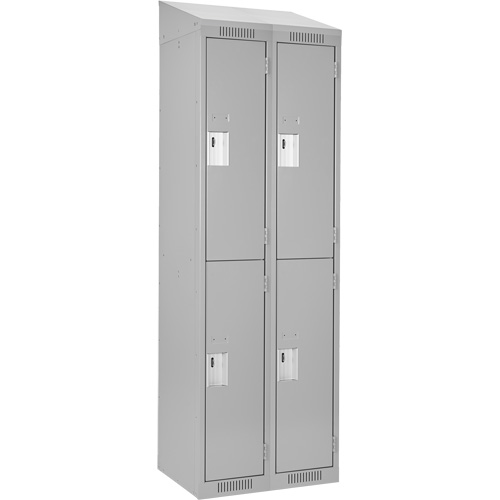 Clean Line Lockers, 2 -tier, Bank of 2, 24" x 18" x 78", Steel, Grey, Rivet (Assembled) Ottawa Fastener Supply