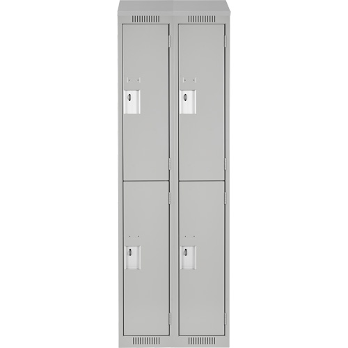 Clean Line Lockers, 2 -tier, Bank of 2, 24" x 18" x 78", Steel, Grey, Rivet (Assembled) Ottawa Fastener Supply