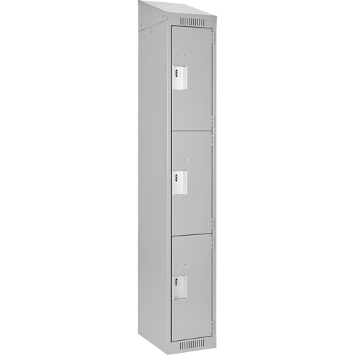 Clean Line Lockers, 3 -tier, 12" x 18" x 78", Steel, Grey, Rivet (Assembled) Ottawa Fastener Supply