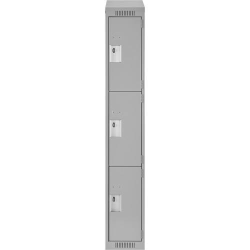 Clean Line Lockers, 3 -tier, 12" x 18" x 78", Steel, Grey, Rivet (Assembled) Ottawa Fastener Supply