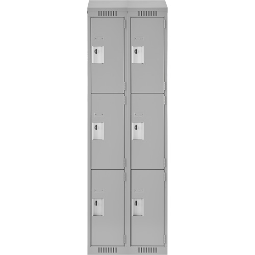 Clean Line Lockers, 3 -tier, Bank of 2, 24" x 18" x 78", Steel, Grey, Rivet (Assembled) Ottawa Fastener Supply