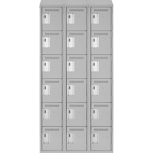 Clean Line Lockerette , 6 -tier, Bank of 3, 36" x 18" x 78", Steel, Grey, Rivet (Assembled) Ottawa Fastener Supply