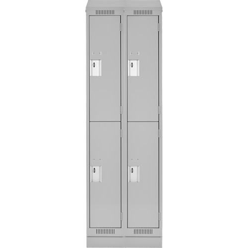 Clean Line Lockers, 2 -tier, Bank of 2, 24" x 18" x 82", Steel, Grey, Rivet (Assembled) Ottawa Fastener Supply