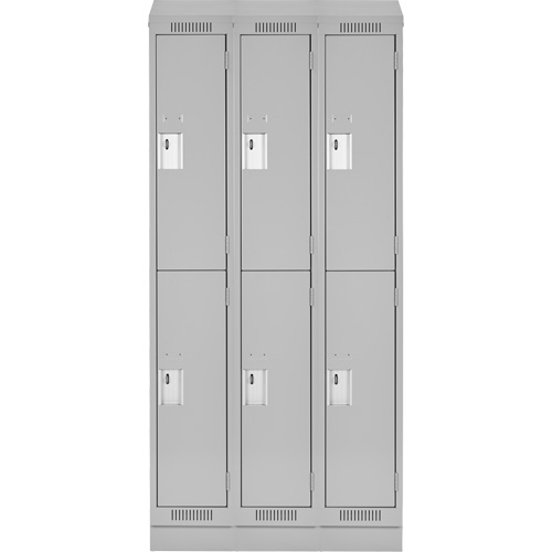 Clean Line Lockers, 2 -tier, Bank of 3, 36" x 18" x 82", Steel, Grey, Rivet (Assembled) Ottawa Fastener Supply