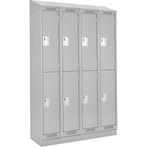 Clean Line Lockers, 2 -tier, Bank of 4, 48" x 18" x 82", Steel, Grey, Rivet (Assembled) Ottawa Fastener Supply