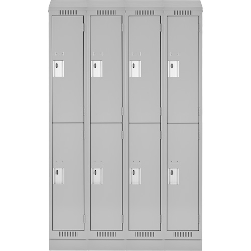 Clean Line Lockers, 2 -tier, Bank of 4, 48" x 18" x 82", Steel, Grey, Rivet (Assembled) Ottawa Fastener Supply