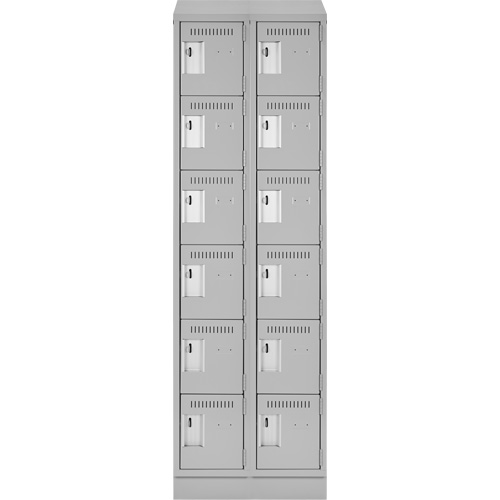 Clean Line Lockerette, 6 -tier, Bank of 2, 24" x 18" x 82", Steel, Grey, Rivet (Assembled) Ottawa Fastener Supply