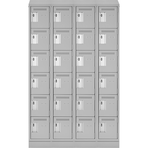 Clean Line Lockerette, 6 -tier, Bank of 4, 48" x 18" x 82", Steel, Grey, Rivet (Assembled) Ottawa Fastener Supply
