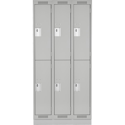 Clean Line Lockers, 2 -tier, Bank of 3, 36" x 18" x 76", Steel, Grey, Rivet (Assembled) Ottawa Fastener Supply