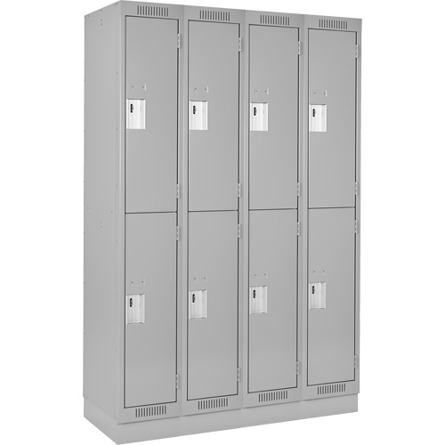 Clean Line Lockers, 2 -tier, Bank of 4, 48" x 18" x 76", Steel, Grey, Rivet (Assembled) Ottawa Fastener Supply