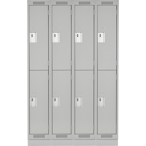 Clean Line Lockers, 2 -tier, Bank of 4, 48" x 18" x 76", Steel, Grey, Rivet (Assembled) Ottawa Fastener Supply