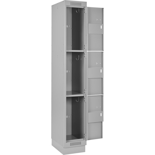 Clean Line Lockers, 3 -tier, Bank of 4, 48" x 18" x 76", Steel, Grey, Rivet (Assembled) Ottawa Fastener Supply