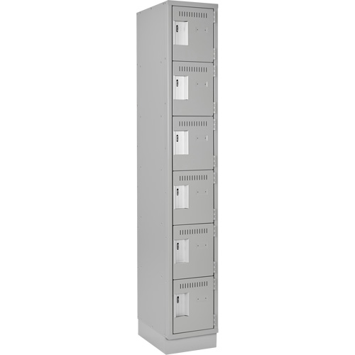 Clean Line Lockerette, 6 -tier, 12" x 18" x 76", Steel, Grey, Rivet (Assembled) Ottawa Fastener Supply