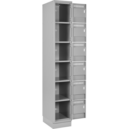 Clean Line Lockerette, 6 -tier, Bank of 3, 36" x 18" x 76", Steel, Grey, Rivet (Assembled) Ottawa Fastener Supply