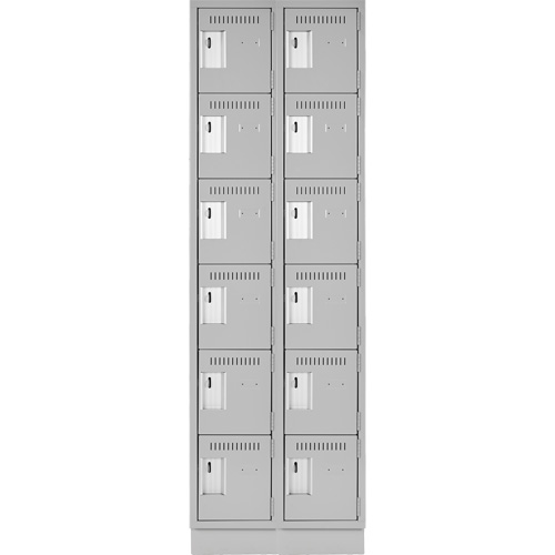 Clean Line Lockerette, 6 -tier, Bank of 2, 24" x 18" x 76", Steel, Grey, Rivet (Assembled) Ottawa Fastener Supply
