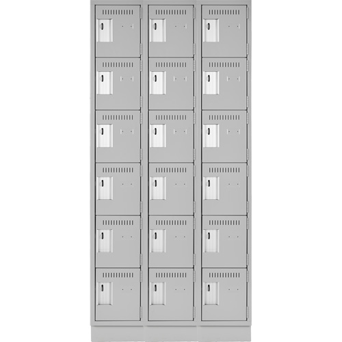 Clean Line Lockerette, 6 -tier, Bank of 3, 36" x 18" x 76", Steel, Grey, Rivet (Assembled) Ottawa Fastener Supply