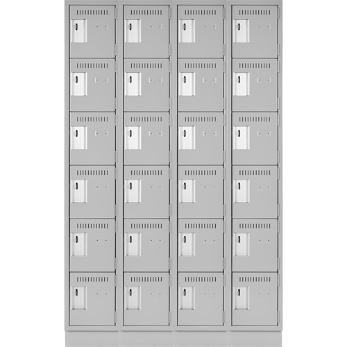 Clean Line Lockerette, 6 -tier, Bank of 4, 48" x 18" x 76", Steel, Grey, Rivet (Assembled) Ottawa Fastener Supply