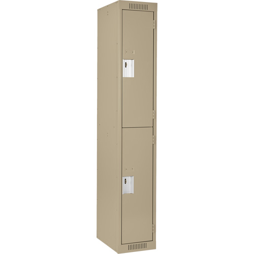 Clean Line Lockers, 2 -tier, 12" x 18" x 72", Steel, Beige, Rivet (Assembled) Ottawa Fastener Supply
