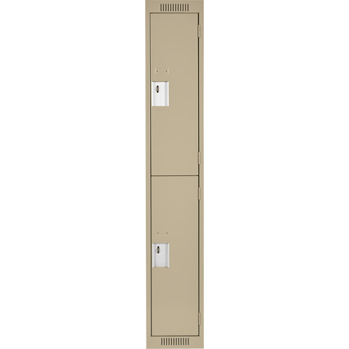 Clean Line Lockers, 2 -tier, 12" x 18" x 72", Steel, Beige, Rivet (Assembled) Ottawa Fastener Supply