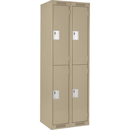 Clean Line Lockers, 2 -tier, Bank of 2, 24" x 18" x 72", Steel, Beige, Rivet (Assembled) Ottawa Fastener Supply