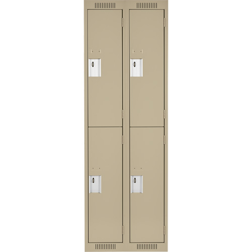 Clean Line Lockers, 2 -tier, Bank of 2, 24" x 18" x 72", Steel, Beige, Rivet (Assembled) Ottawa Fastener Supply
