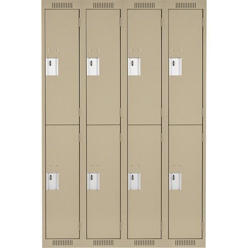 Clean Line Lockers, 2 -tier, Bank of 4, 48" x 18" x 72", Steel, Beige, Rivet (Assembled) Ottawa Fastener Supply