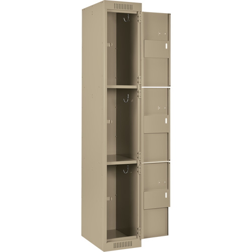 Clean Line Lockers, 3 -tier, Bank of 3, 36" x 18" x 72", Steel, Beige, Rivet (Assembled) Ottawa Fastener Supply