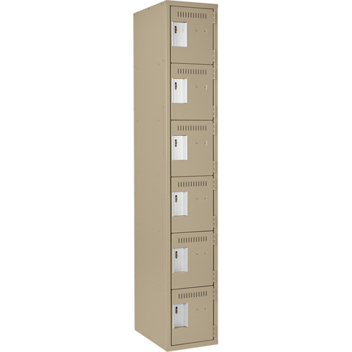 Clean Line Lockerette, 6 -tier, 12" x 18" x 72", Steel, Beige, Rivet (Assembled) Ottawa Fastener Supply