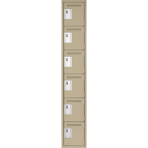 Clean Line Lockerette, 6 -tier, 12" x 18" x 72", Steel, Beige, Rivet (Assembled) Ottawa Fastener Supply