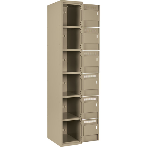 Clean Line Lockerette, 6 -tier, Bank of 4, 48" x 18" x 72", Steel, Beige, Rivet (Assembled) Ottawa Fastener Supply