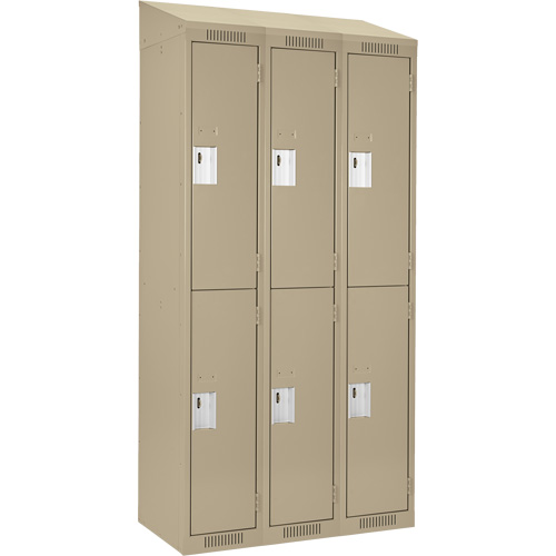 Clean Line Lockers, 2 -tier, Bank of 3, 36" x 18" x 78", Steel, Beige, Rivet (Assembled) Ottawa Fastener Supply