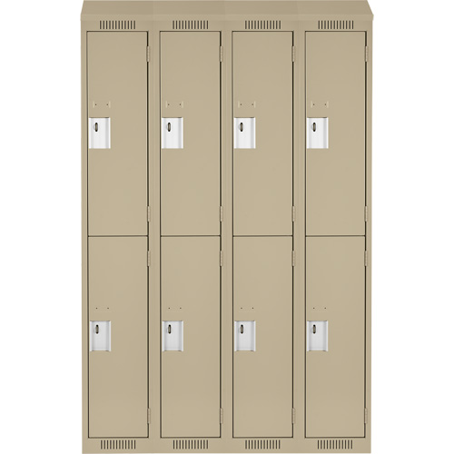 Clean Line Lockers, 2 -tier, Bank of 4, 48" x 18" x 78", Steel, Beige, Rivet (Assembled) Ottawa Fastener Supply