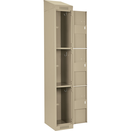 Clean Line Lockers, 3 -tier, Bank of 4, 48" x 18" x 78", Steel, Beige, Rivet (Assembled) Ottawa Fastener Supply