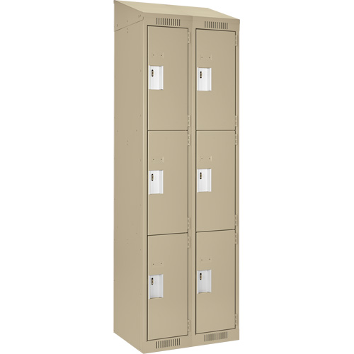 Clean Line Lockers, 3 -tier, Bank of 2, 24" x 18" x 78", Steel, Beige, Rivet (Assembled) Ottawa Fastener Supply