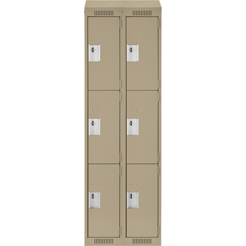 Clean Line Lockers, 3 -tier, Bank of 2, 24" x 18" x 78", Steel, Beige, Rivet (Assembled) Ottawa Fastener Supply