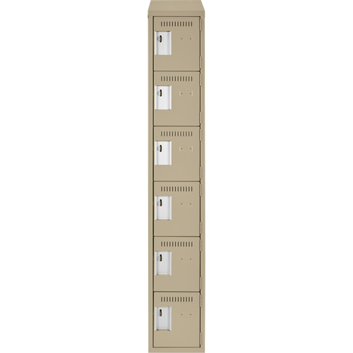 Clean Line Lockerette, 6 -tier, 12" x 18" x 78", Steel, Beige, Rivet (Assembled) Ottawa Fastener Supply