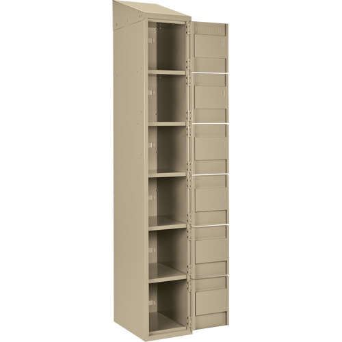 Clean Line Lockerette, 6 -tier, Bank of 3, 36" x 18" x 78", Steel, Beige, Rivet (Assembled) Ottawa Fastener Supply