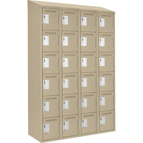 Clean Line Lockerette, 6 -tier, Bank of 4, 48" x 18" x 78", Steel, Beige, Rivet (Assembled) Ottawa Fastener Supply