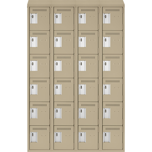 Clean Line Lockerette, 6 -tier, Bank of 4, 48" x 18" x 78", Steel, Beige, Rivet (Assembled) Ottawa Fastener Supply