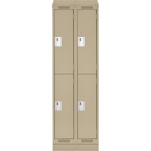 Clean Line Lockers, 2 -tier, Bank of 2, 24" x 18" x 82", Steel, Beige, Rivet (Assembled) Ottawa Fastener Supply
