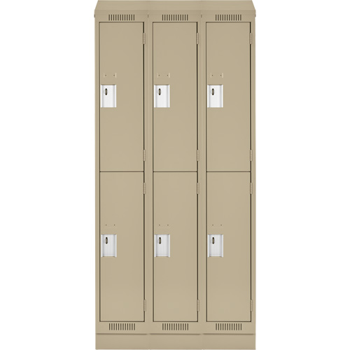 Clean Line Lockers, 2 -tier, Bank of 3, 36" x 18" x 82", Steel, Beige, Rivet (Assembled) Ottawa Fastener Supply