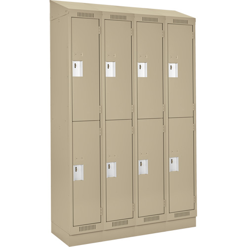 Clean Line Lockers, 2 -tier, Bank of 4, 48" x 18" x 82", Steel, Beige, Rivet (Assembled) Ottawa Fastener Supply