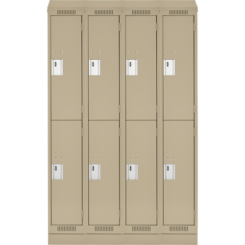 Clean Line Lockers, 2 -tier, Bank of 4, 48" x 18" x 82", Steel, Beige, Rivet (Assembled) Ottawa Fastener Supply