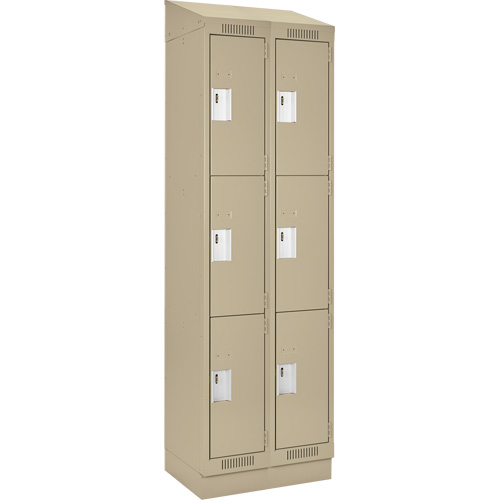 Clean Line Lockers, 3 -tier, Bank of 2, 24" x 18" x 82", Steel, Beige, Rivet (Assembled) Ottawa Fastener Supply