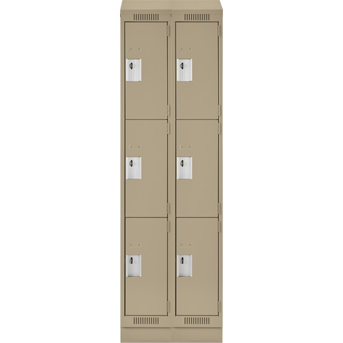 Clean Line Lockers, 3 -tier, Bank of 2, 24" x 18" x 82", Steel, Beige, Rivet (Assembled) Ottawa Fastener Supply
