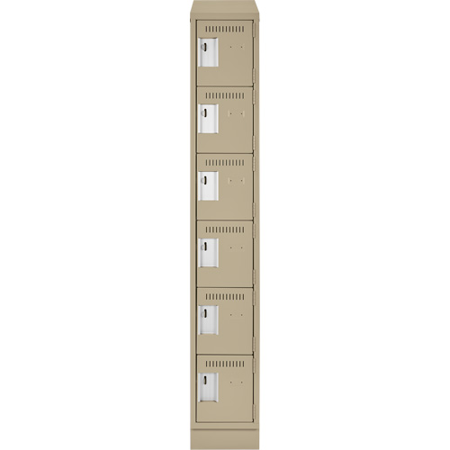 Clean Line Lockerette , 6 -tier, 12" x 18" x 82", Steel, Beige, Rivet (Assembled) Ottawa Fastener Supply