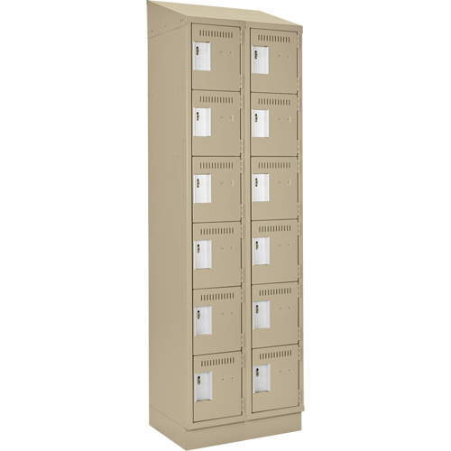 Clean Line Lockerette , 6 -tier, Bank of 2, 24" x 18" x 82", Steel, Beige, Rivet (Assembled) Ottawa Fastener Supply