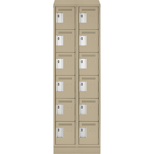 Clean Line Lockerette , 6 -tier, Bank of 2, 24" x 18" x 82", Steel, Beige, Rivet (Assembled) Ottawa Fastener Supply